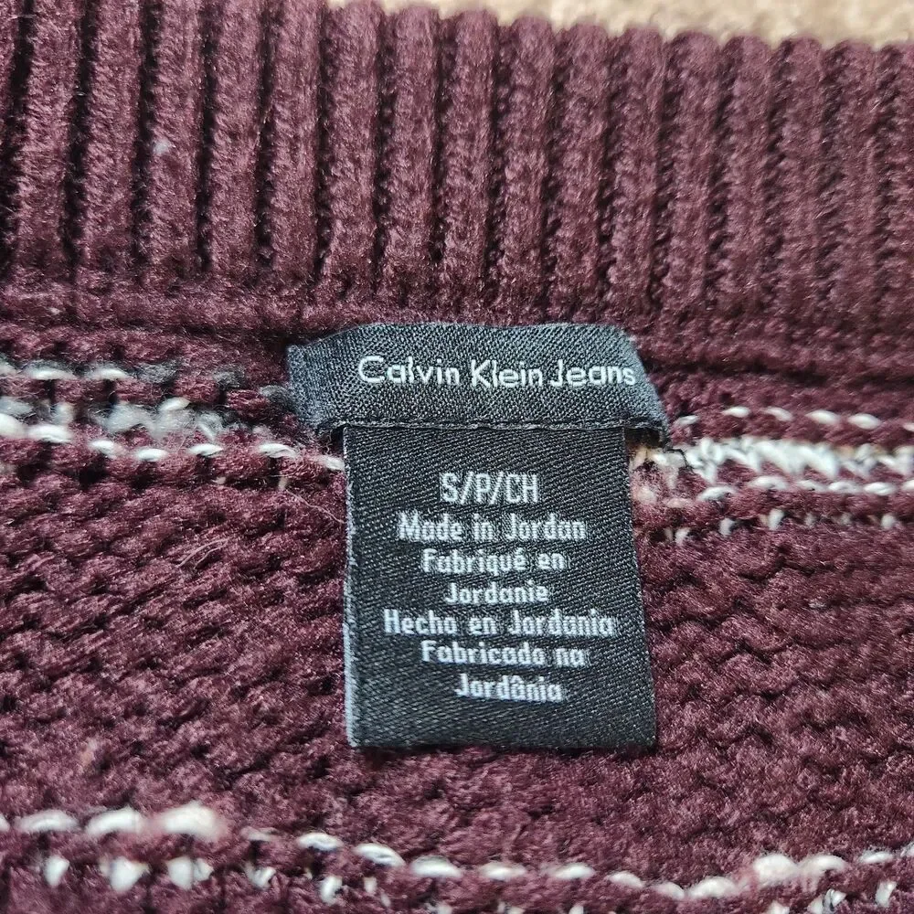 Calvin Klein Sweater Women S Acrylic Marled Burgundy Knit Pullover